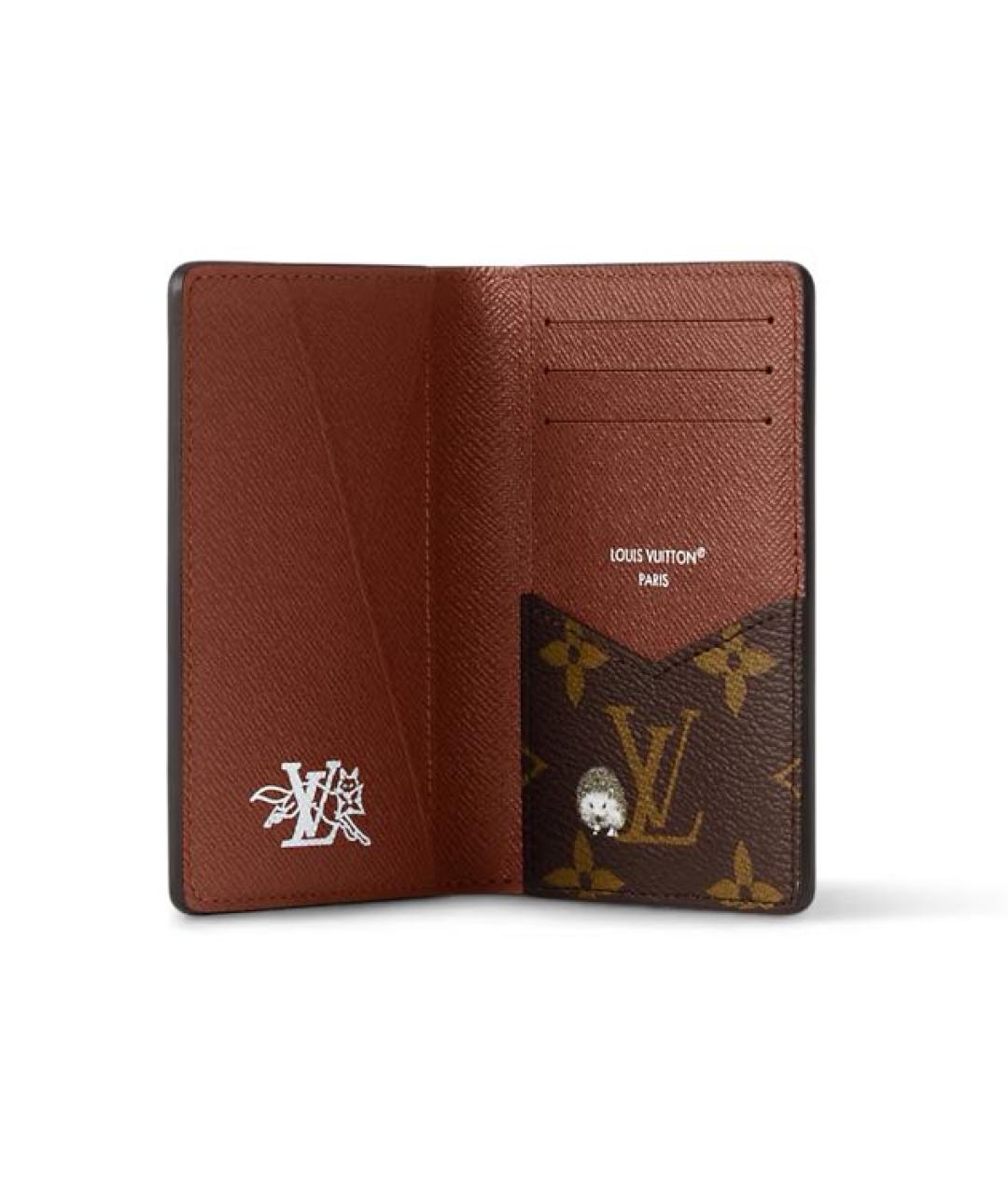 LOUIS VUITTON Коричневый кожаный кошелек, фото 3