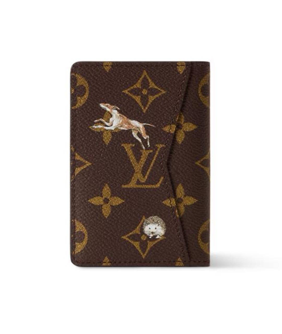 LOUIS VUITTON Коричневый кожаный кошелек, фото 5