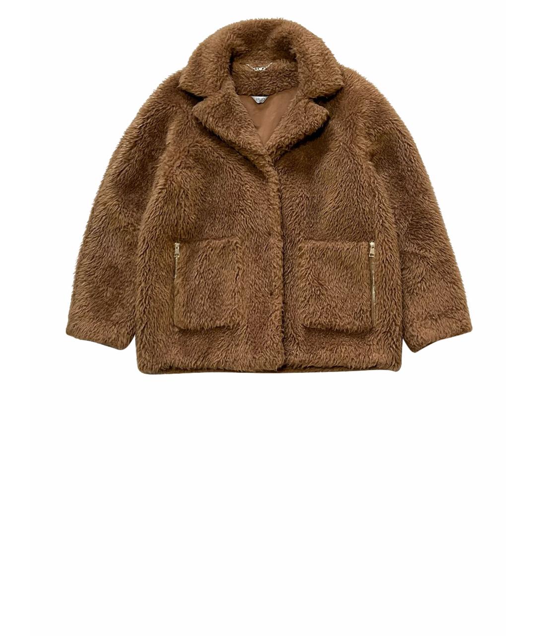 LIU JO Коричневая полиэстеровая шуба, фото 1