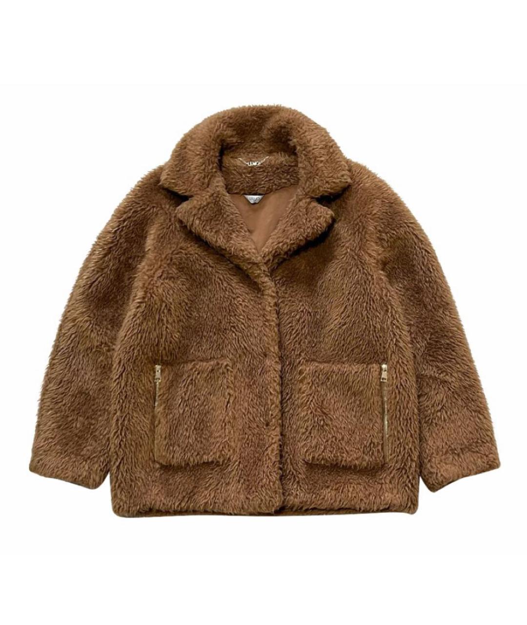 LIU JO Коричневая полиэстеровая шуба, фото 1