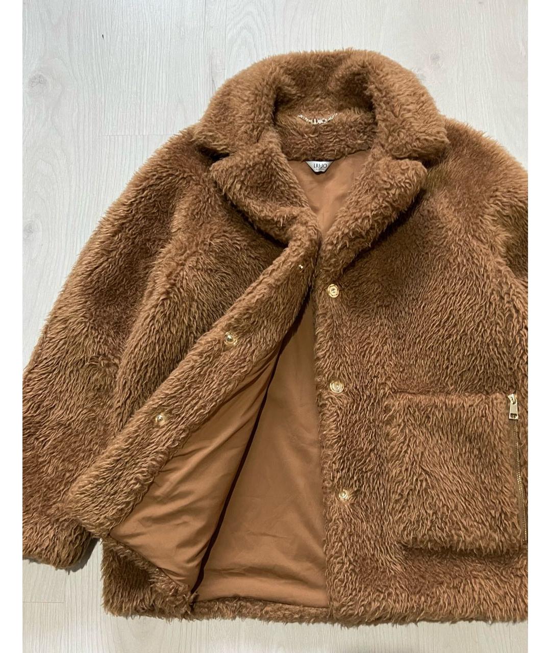 LIU JO Коричневая полиэстеровая шуба, фото 5