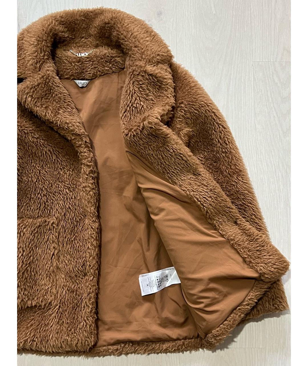 LIU JO Коричневая полиэстеровая шуба, фото 4