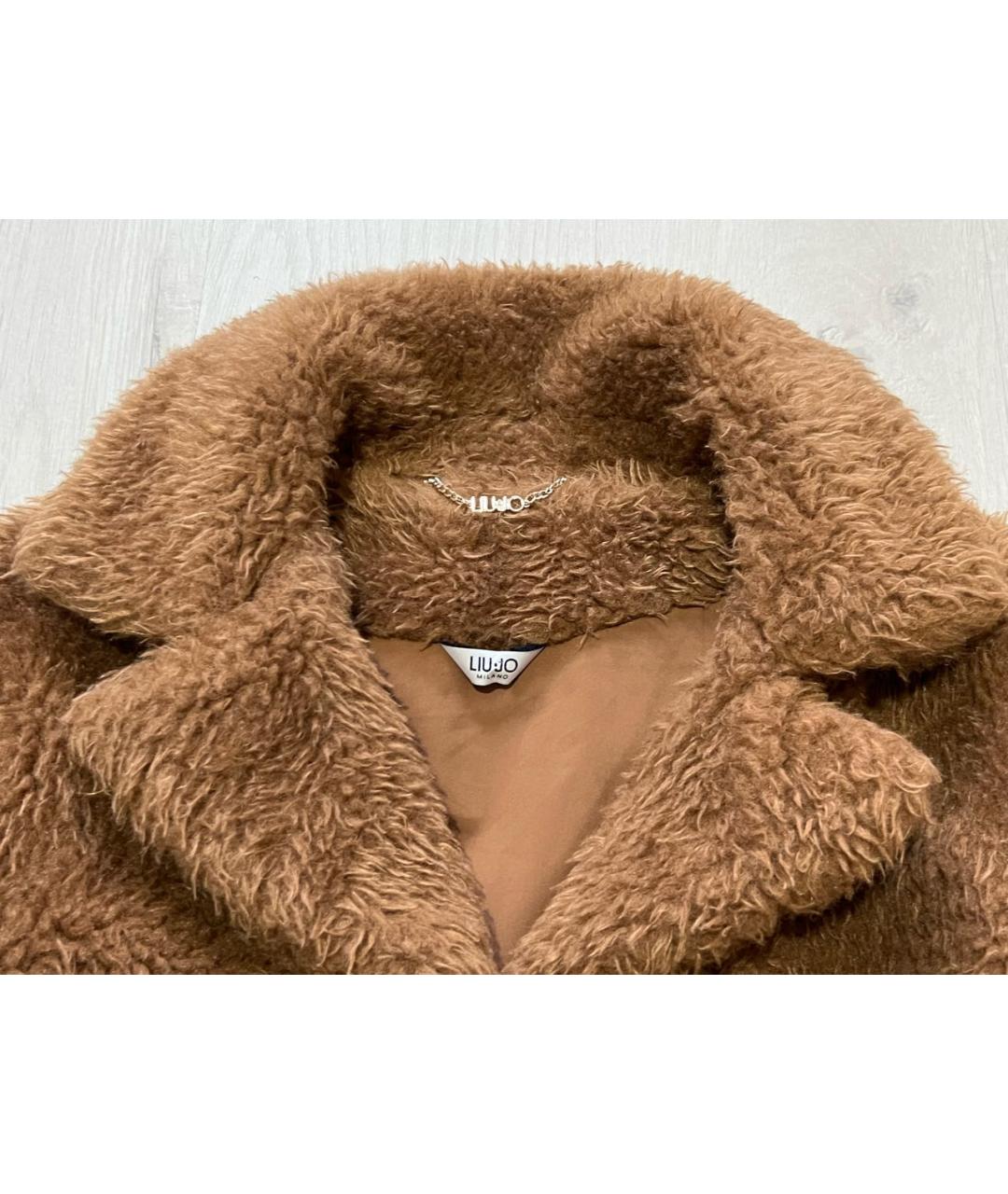 LIU JO Коричневая полиэстеровая шуба, фото 3