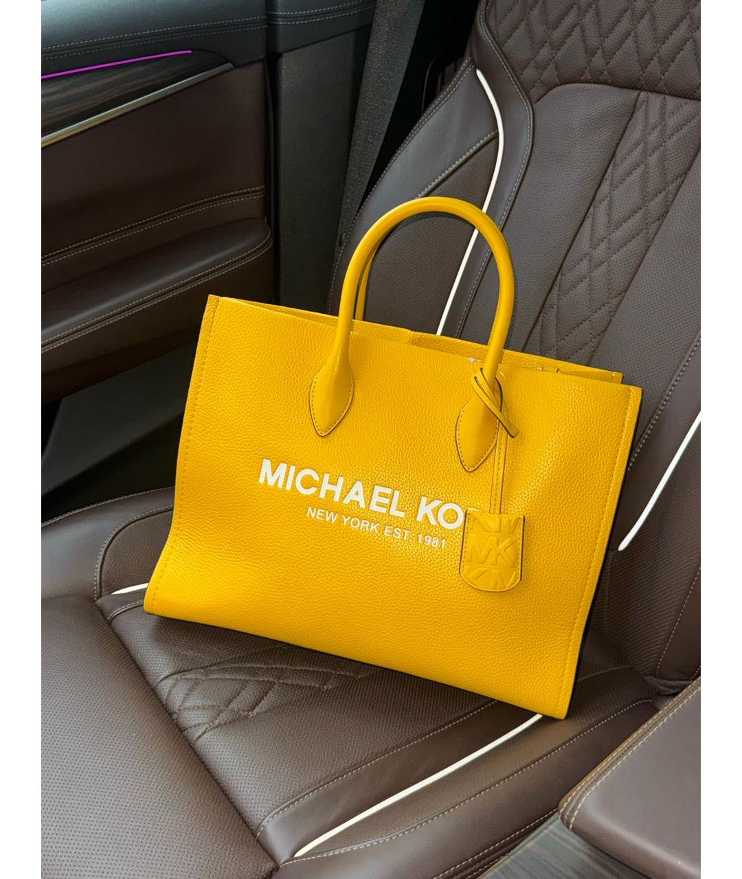 MICHAEL KORS Желтая кожаная сумка тоут, фото 2