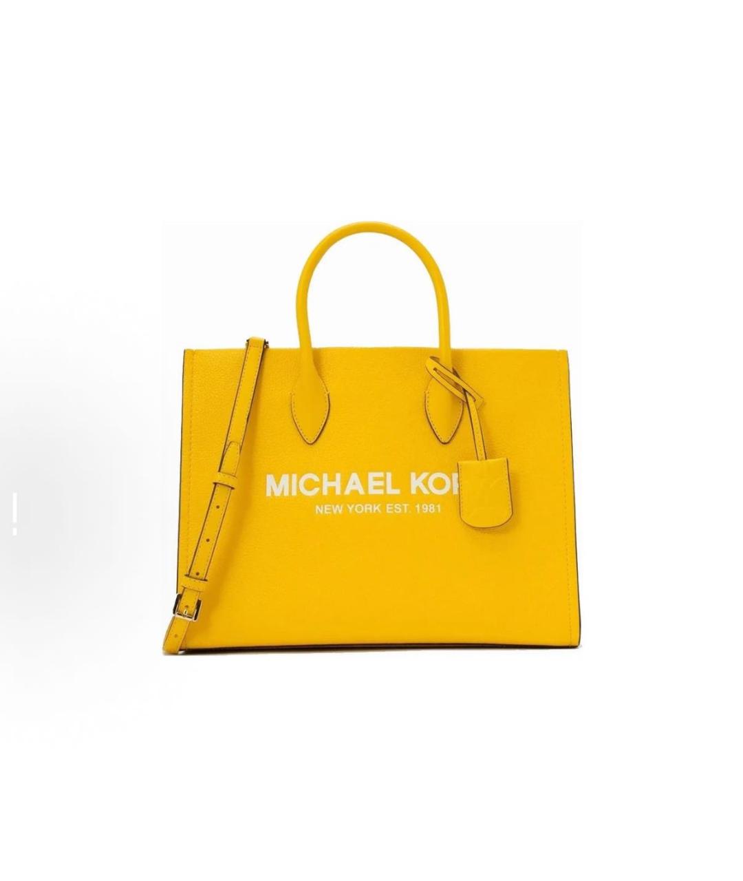 MICHAEL KORS Желтая кожаная сумка тоут, фото 6