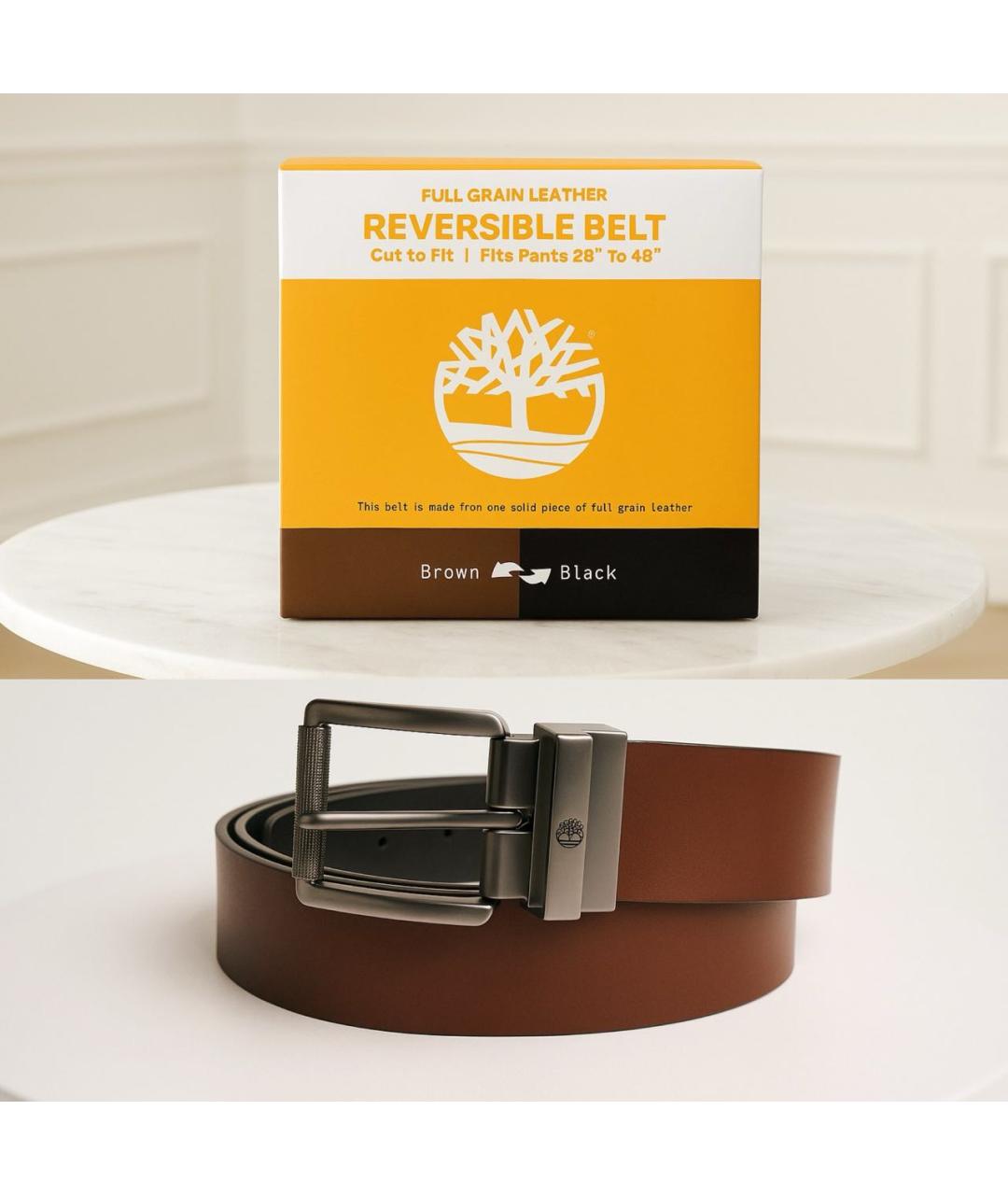 TIMBERLAND Коричневый кожаный ремень, фото 2