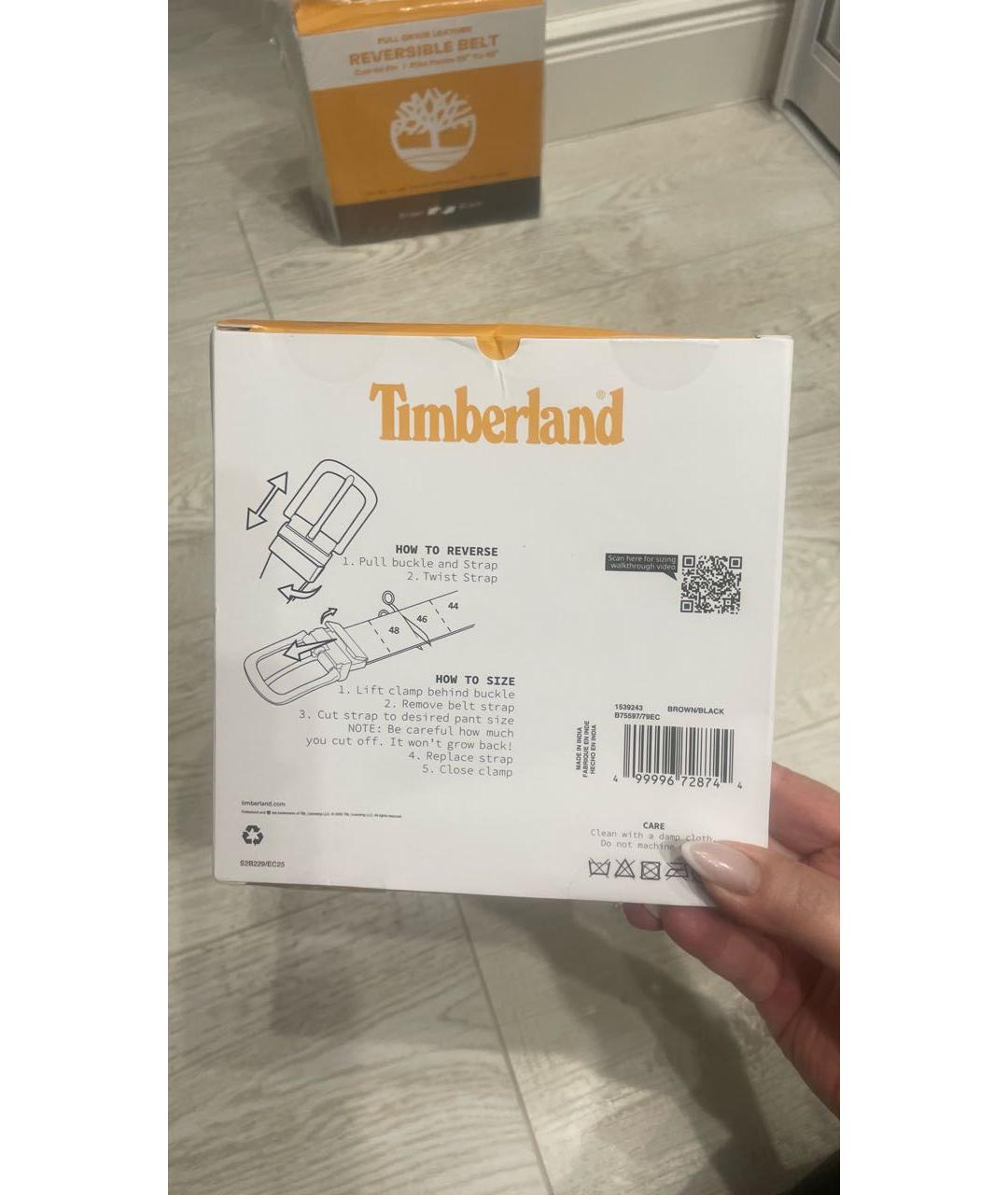 TIMBERLAND Коричневый кожаный ремень, фото 4