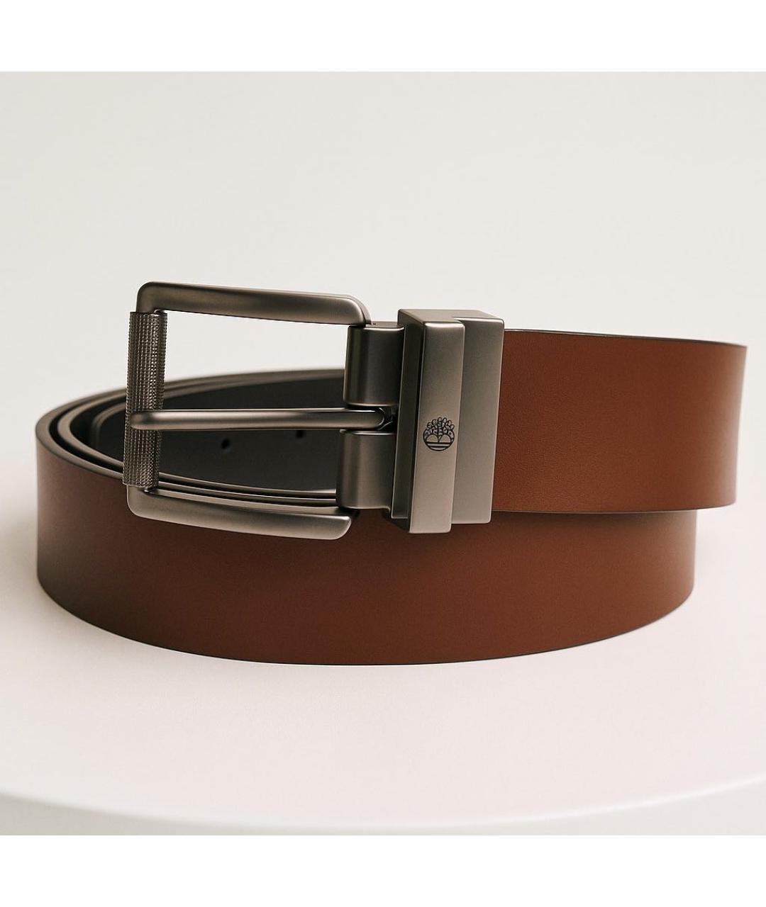 TIMBERLAND Коричневый кожаный ремень, фото 5