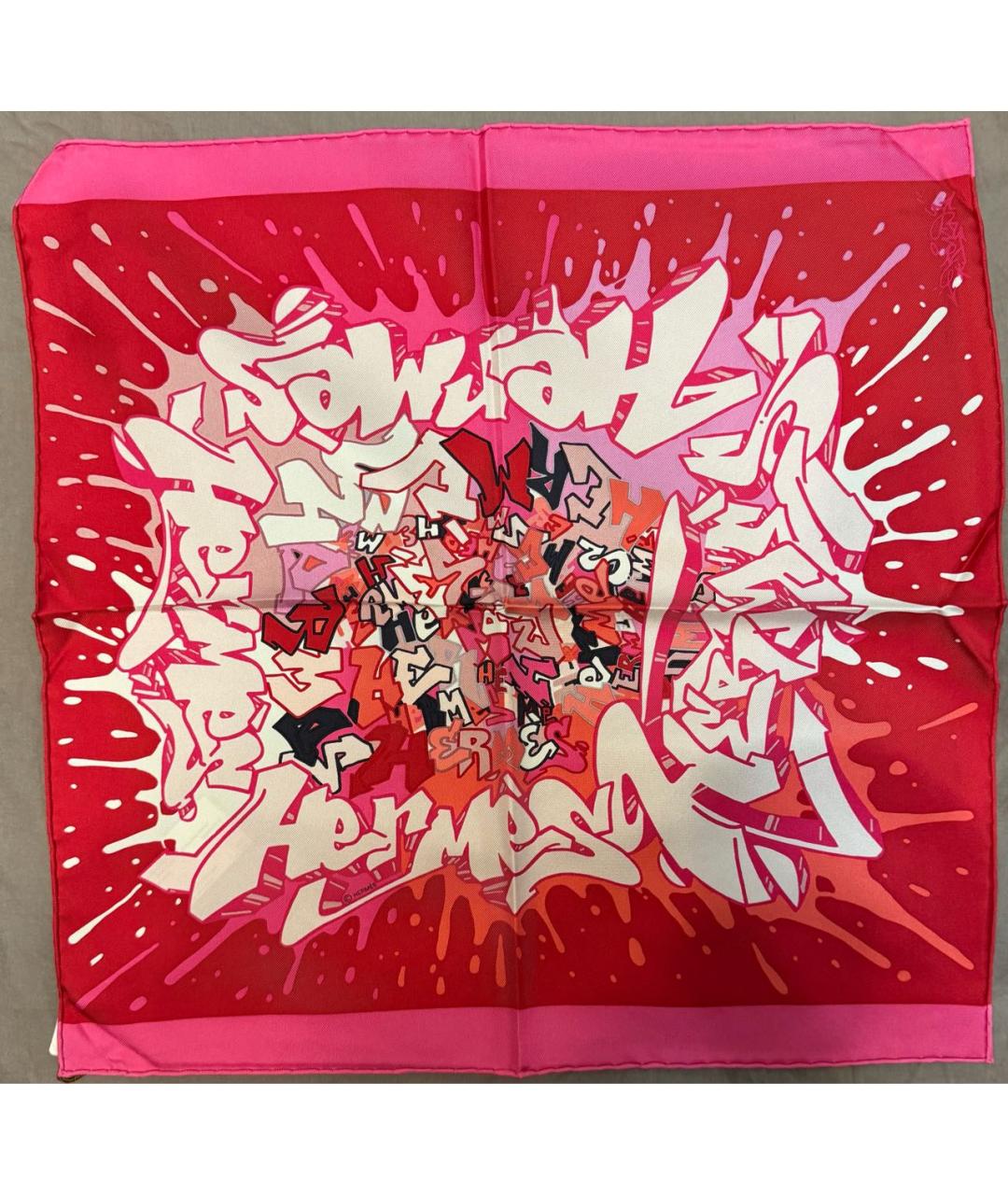 HERMES Розовый шелковый платок, фото 5