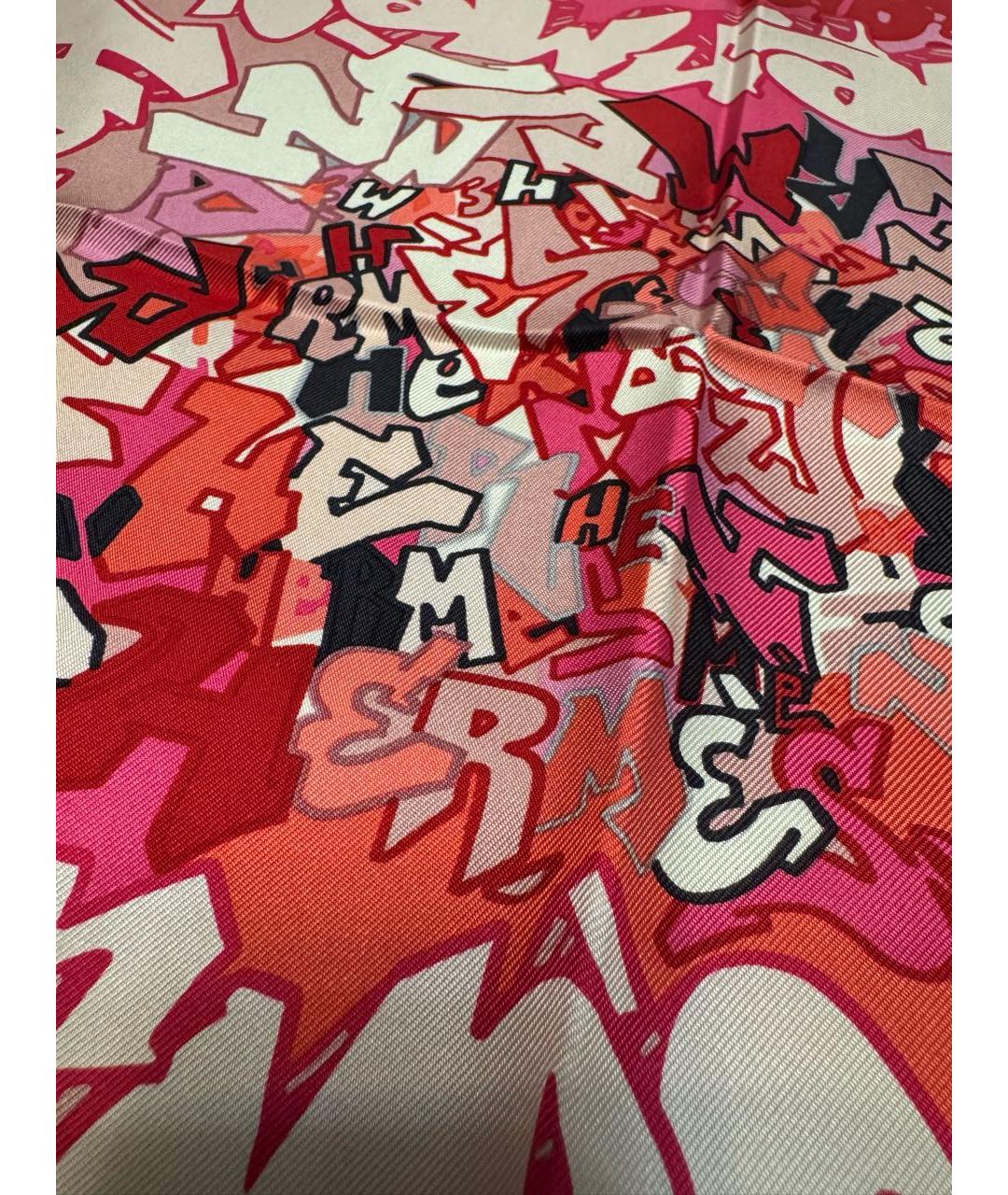 HERMES Розовый шелковый платок, фото 3