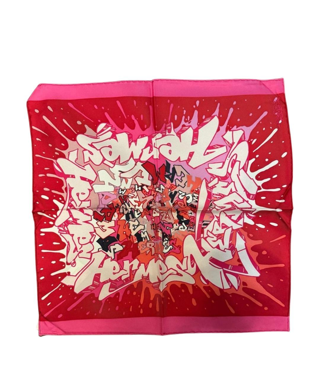 HERMES Розовый шелковый платок, фото 1
