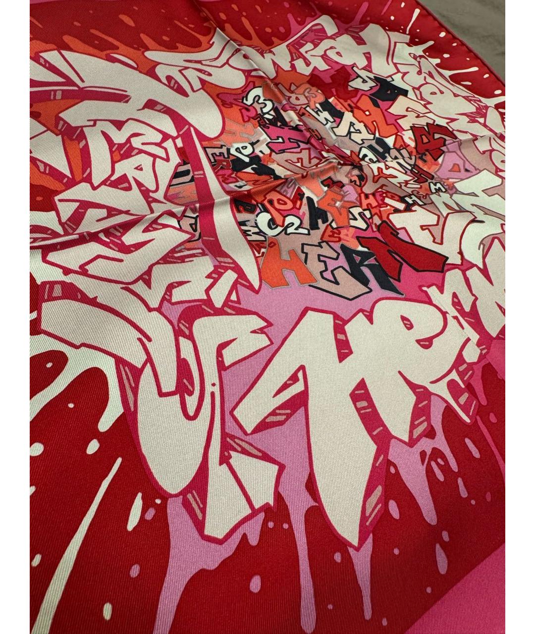 HERMES Розовый шелковый платок, фото 4