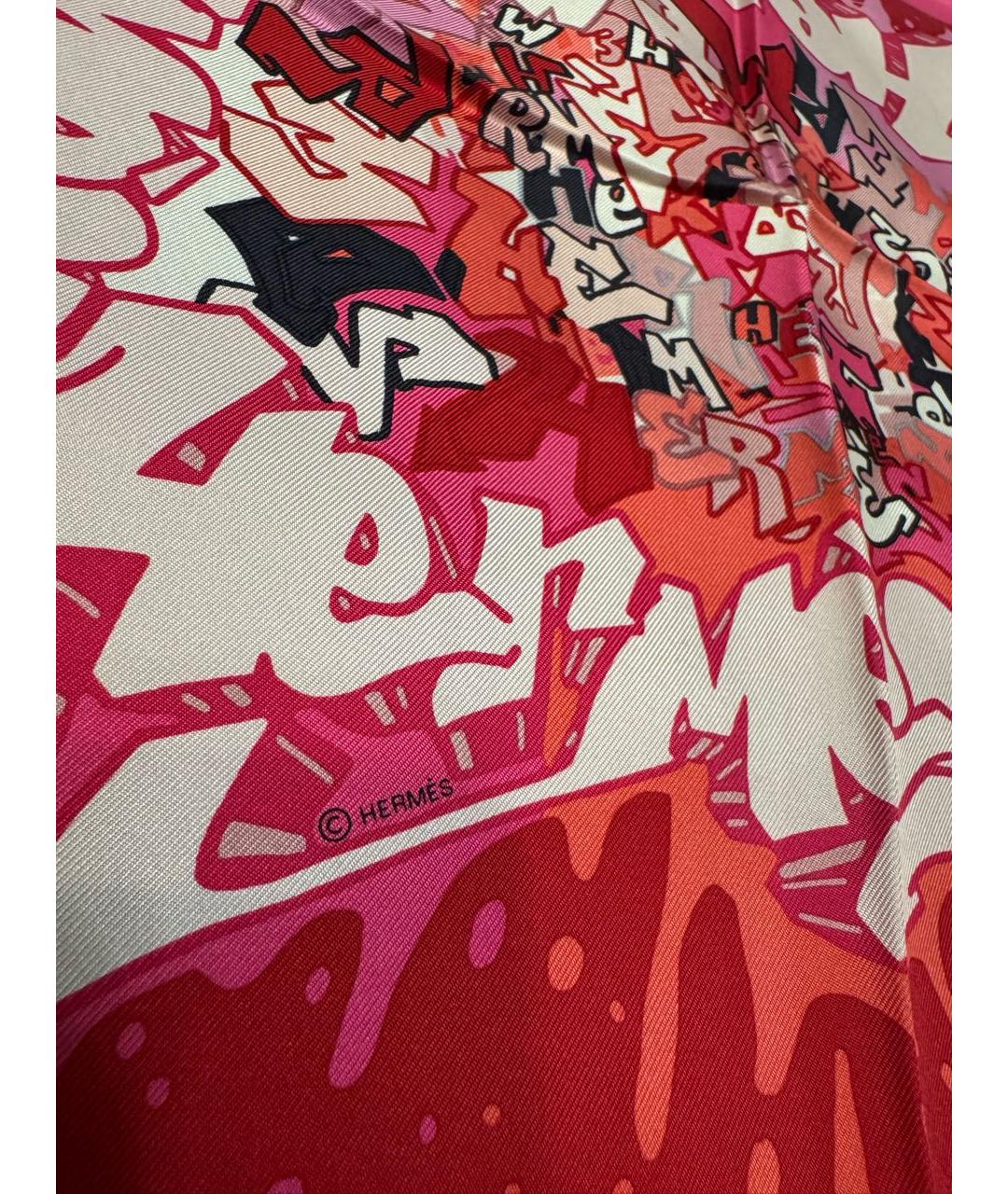 HERMES Розовый шелковый платок, фото 2