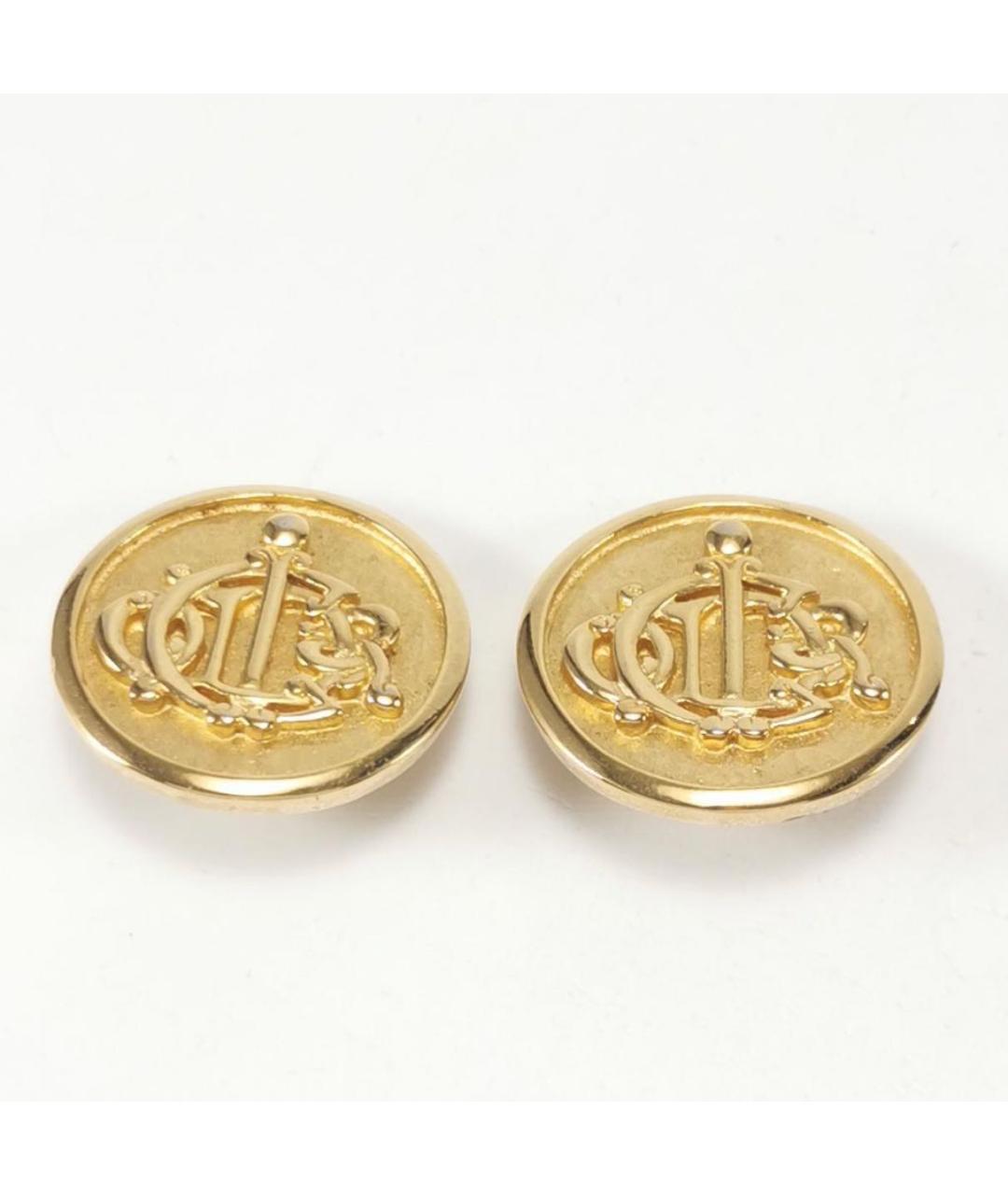 CHRISTIAN DIOR Золотые позолоченные клипсы, фото 2