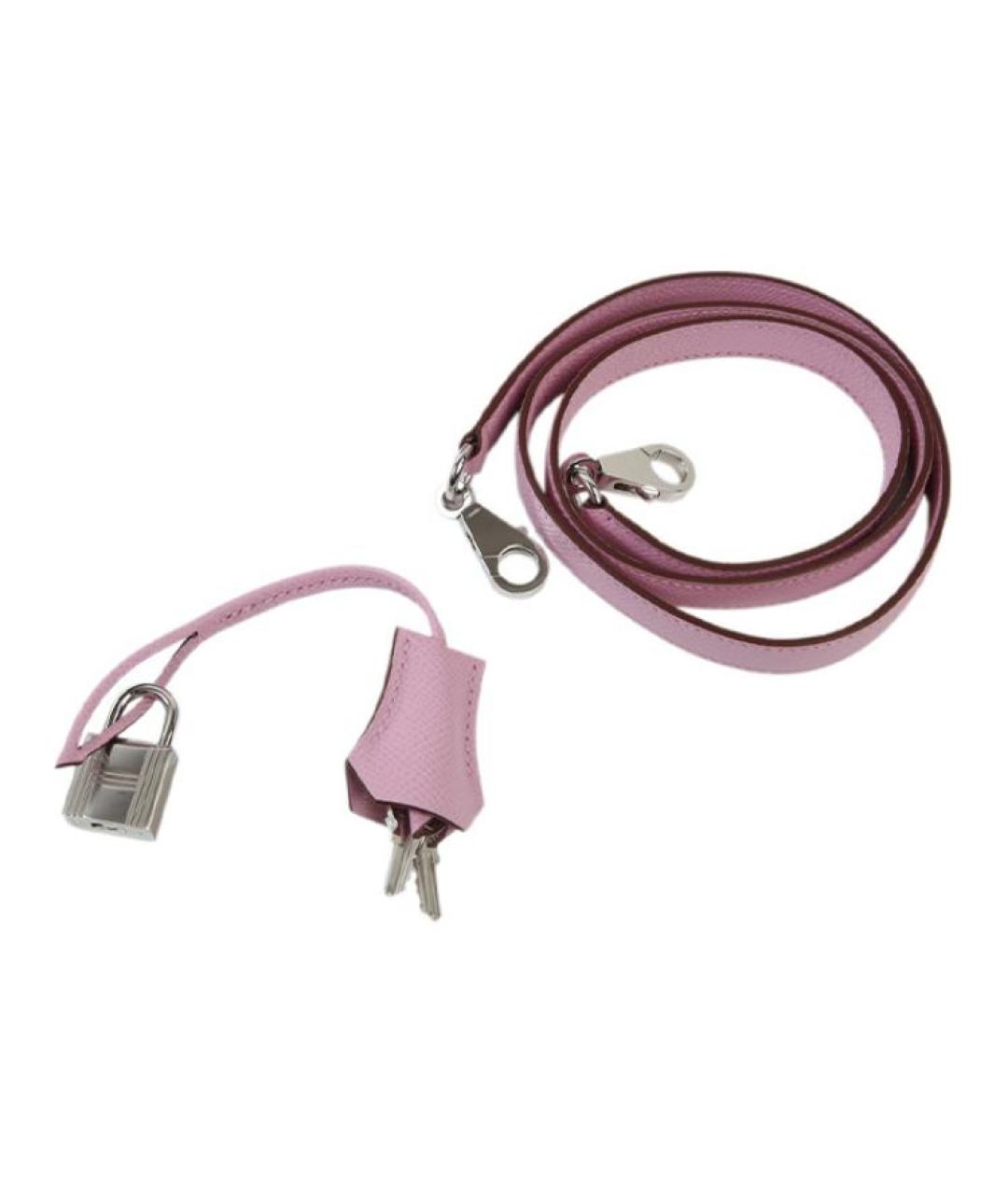 HERMES Розовая кожаная сумка с короткими ручками, фото 7