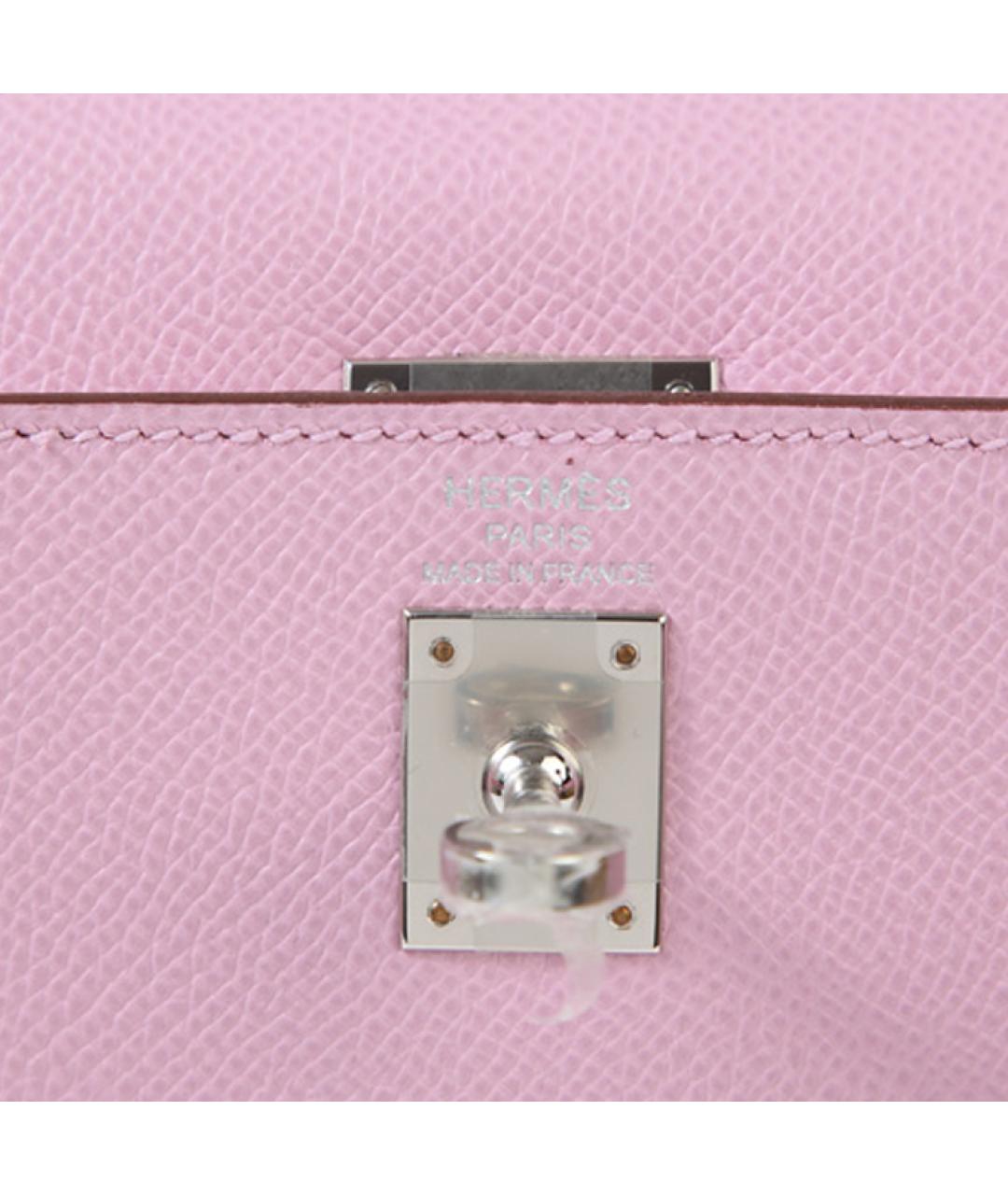 HERMES Розовая кожаная сумка с короткими ручками, фото 8