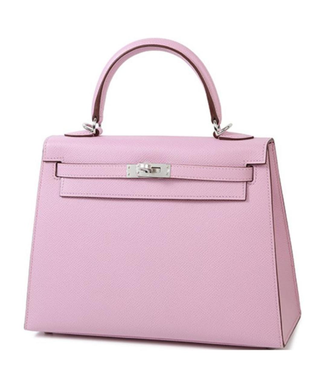 HERMES Розовая кожаная сумка с короткими ручками, фото 2