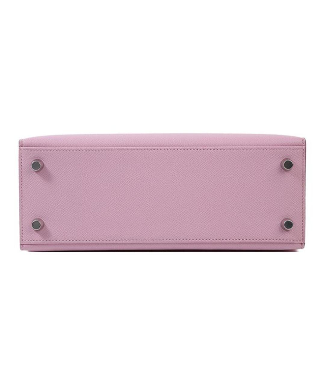 HERMES Розовая кожаная сумка с короткими ручками, фото 6