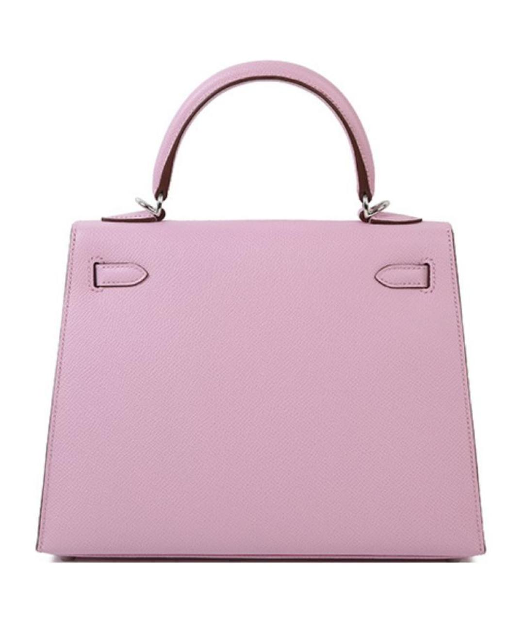 HERMES Розовая кожаная сумка с короткими ручками, фото 5