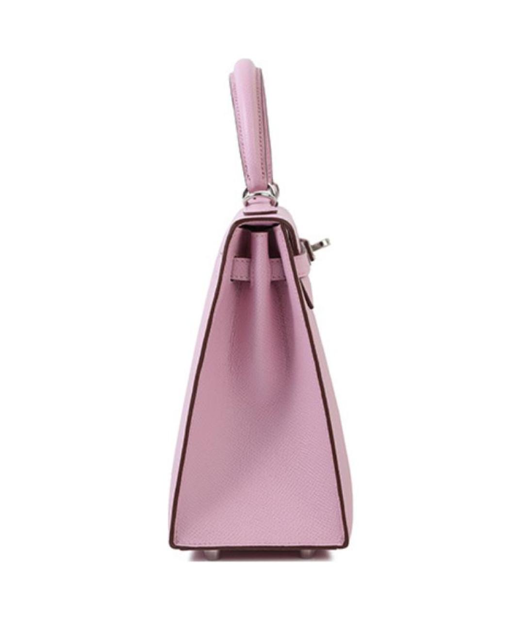 HERMES Розовая кожаная сумка с короткими ручками, фото 4