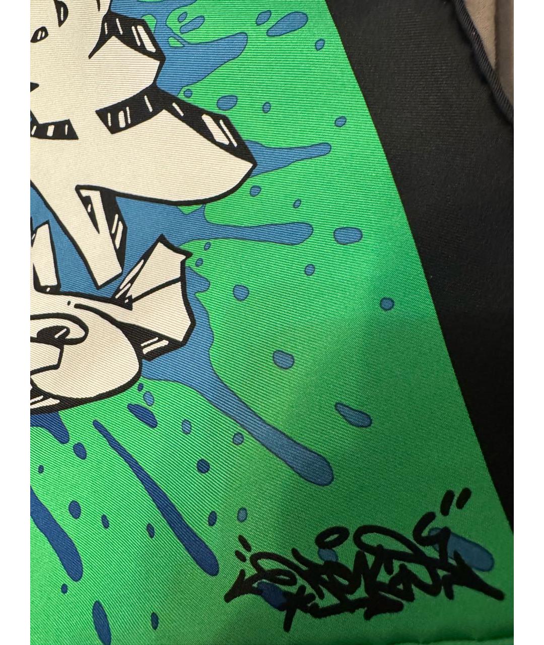 HERMES Зеленый шелковый платок, фото 2