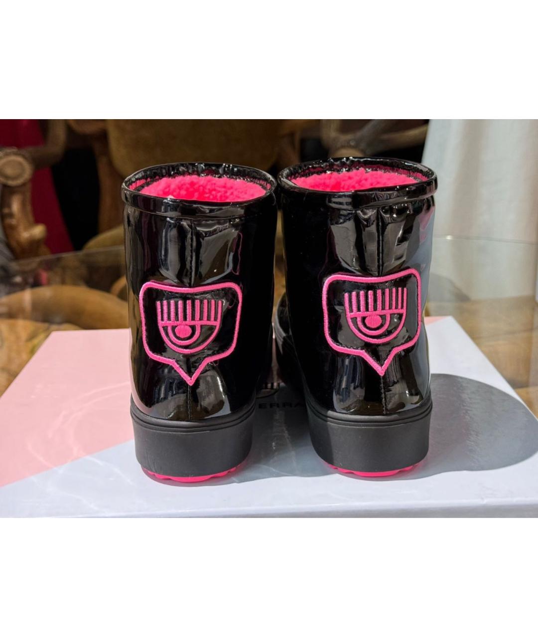 CHIARA FERRAGNI KIDS Черные сапоги из лакированной кожи, фото 4