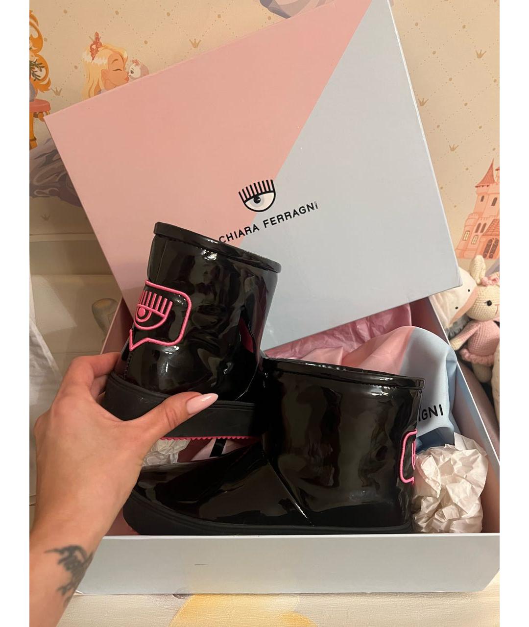 CHIARA FERRAGNI KIDS Черные сапоги из лакированной кожи, фото 5