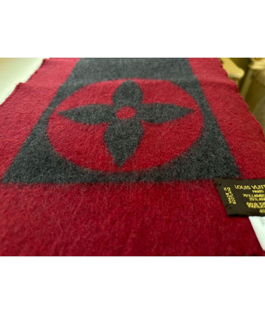 LOUIS VUITTON Бордовый шерстяной шарф, фото 3