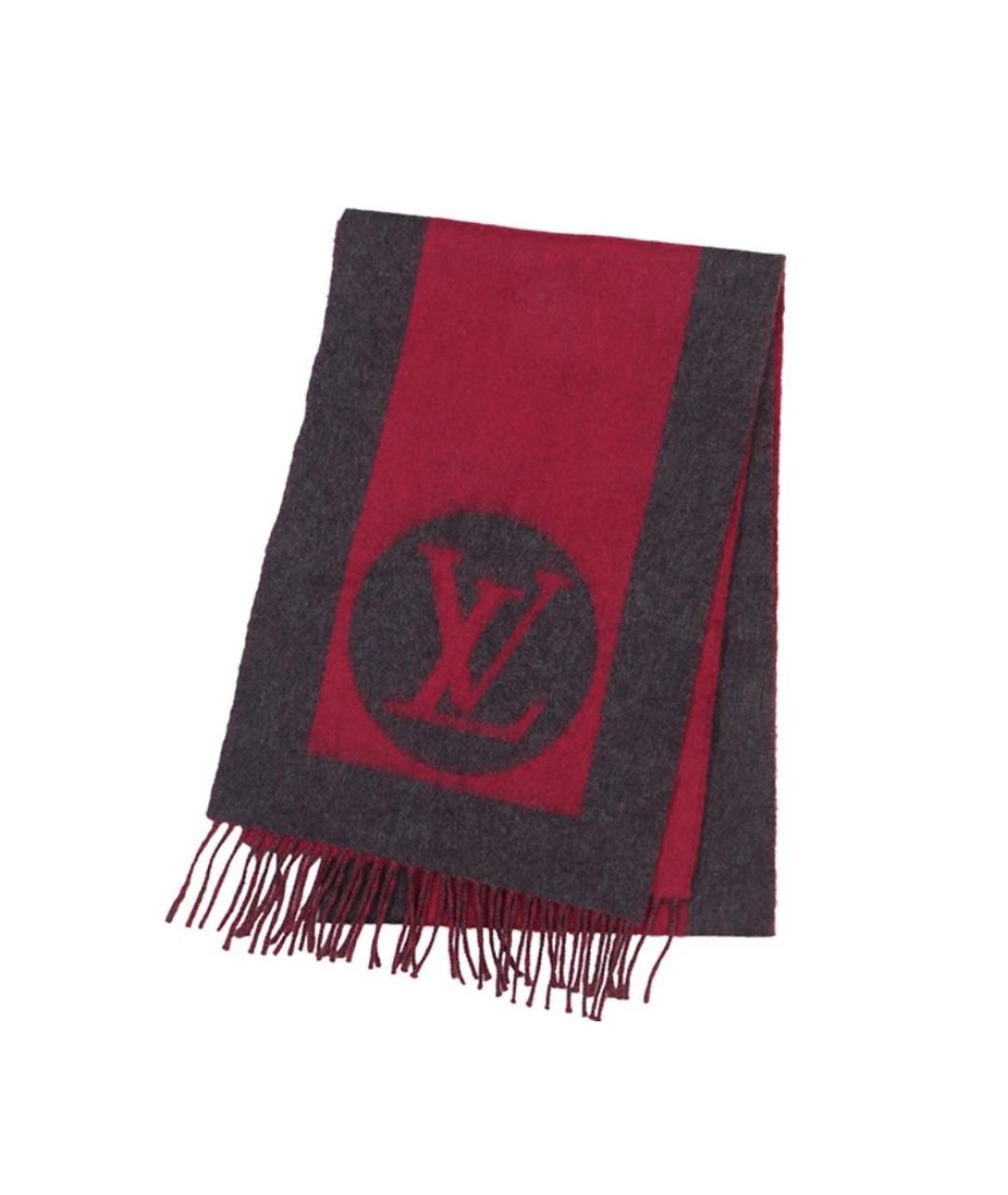 LOUIS VUITTON Бордовый шерстяной шарф, фото 1