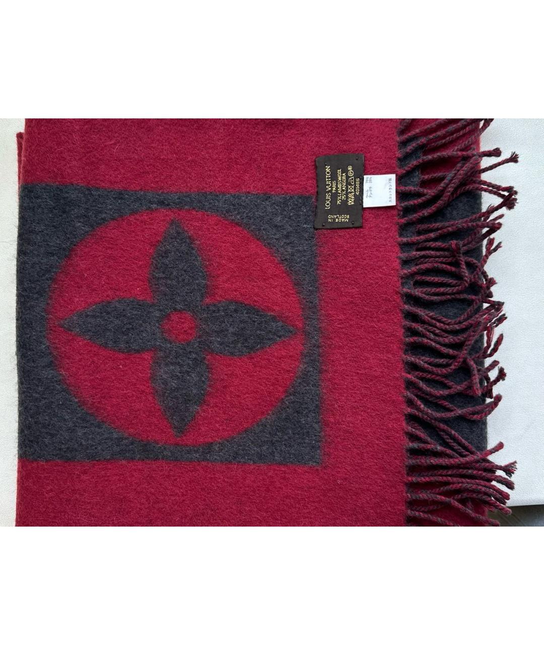 LOUIS VUITTON Бордовый шерстяной шарф, фото 2