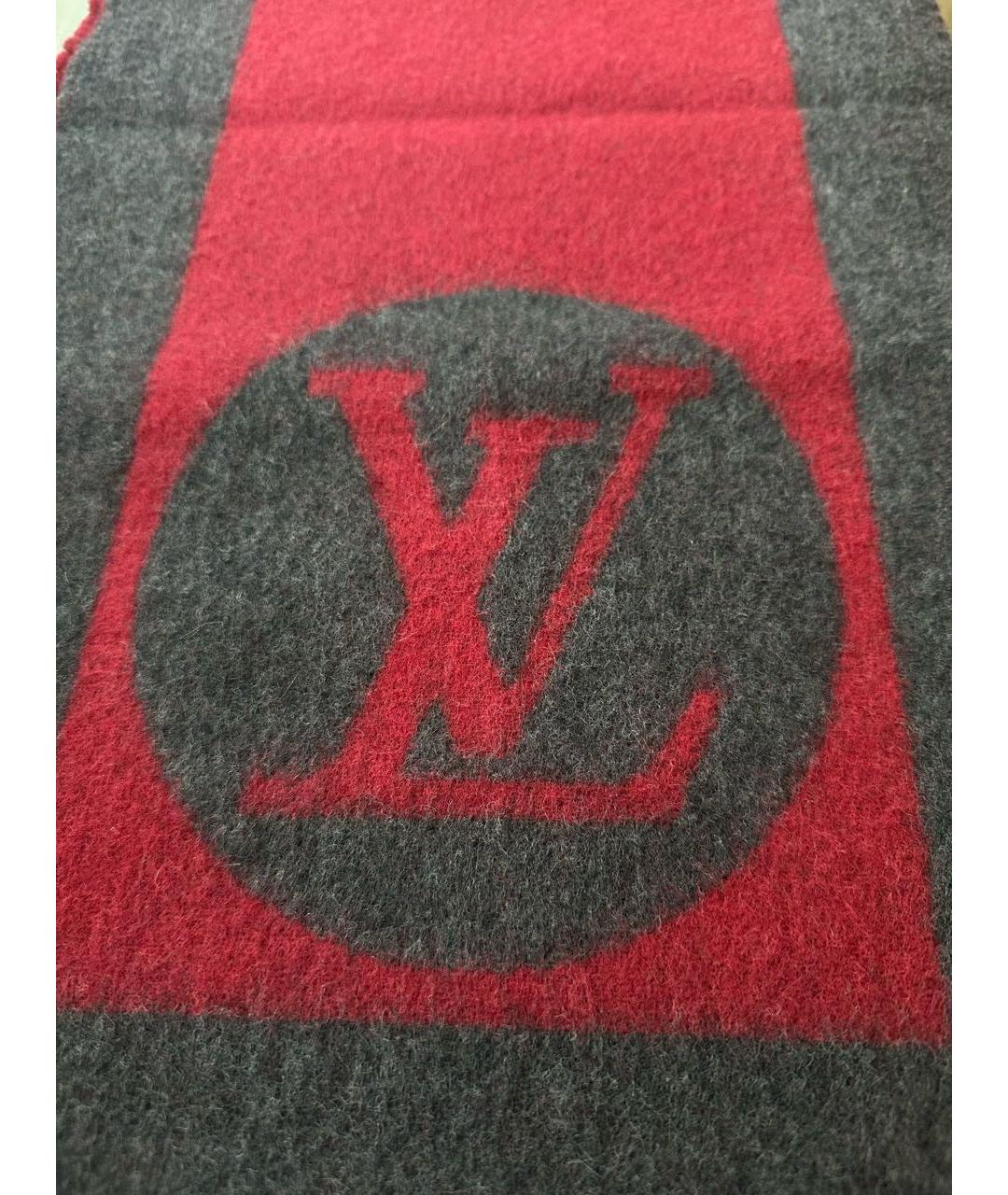 LOUIS VUITTON Бордовый шерстяной шарф, фото 7