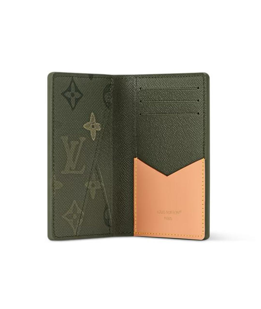 LOUIS VUITTON Хаки кожаный кошелек, фото 3