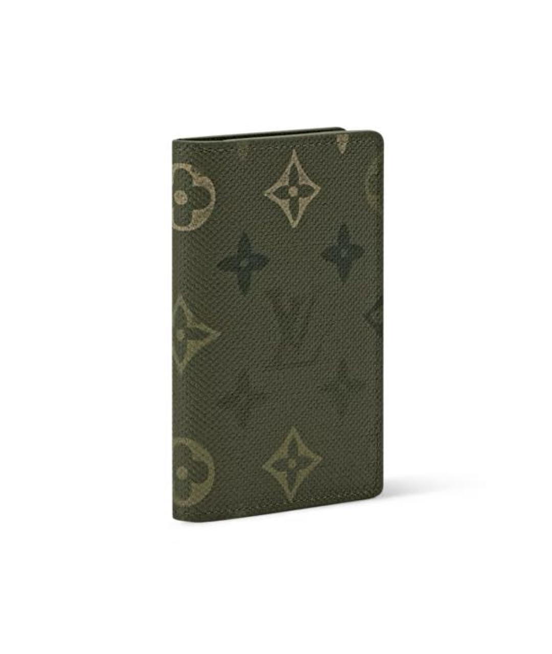 LOUIS VUITTON Хаки кожаный кошелек, фото 2