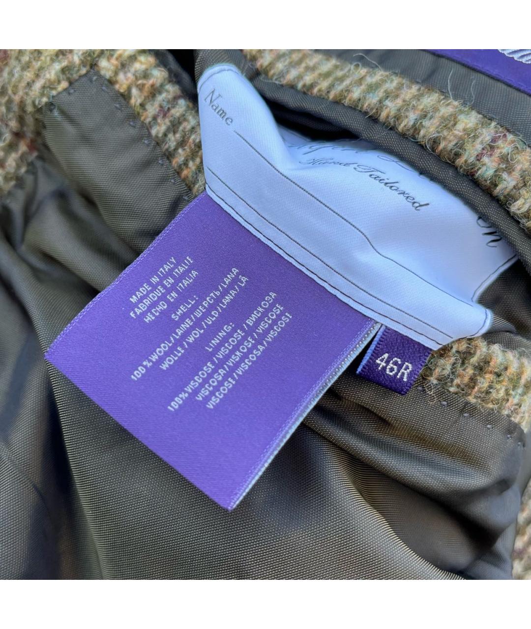 RALPH LAUREN PURPLE LABEL Зеленый твидовый пиджак, фото 7