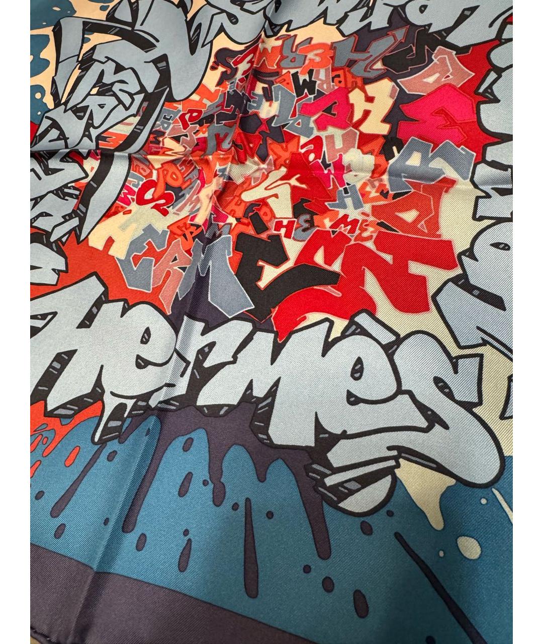 HERMES Синий шелковый платок, фото 2