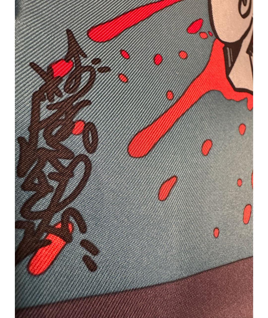 HERMES Синий шелковый платок, фото 4