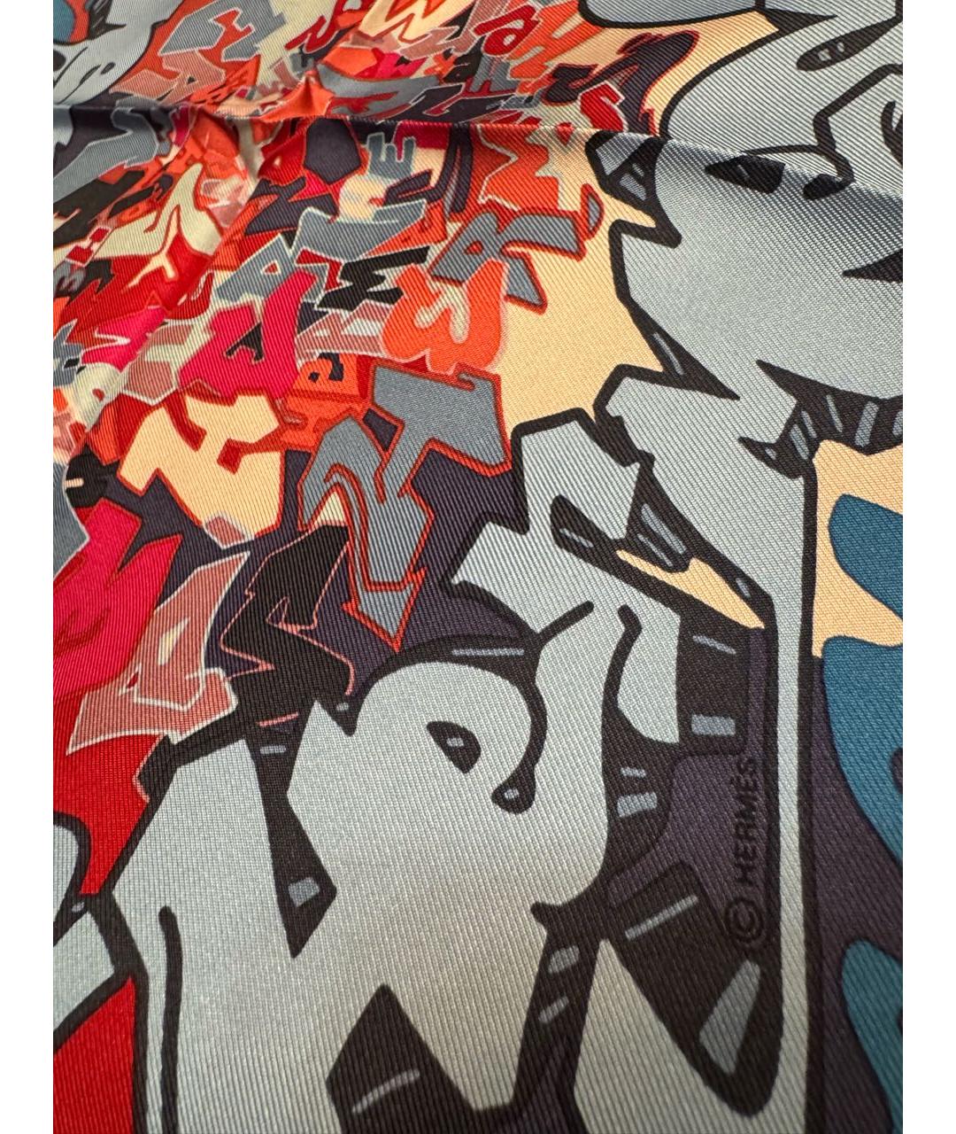 HERMES Синий шелковый платок, фото 3