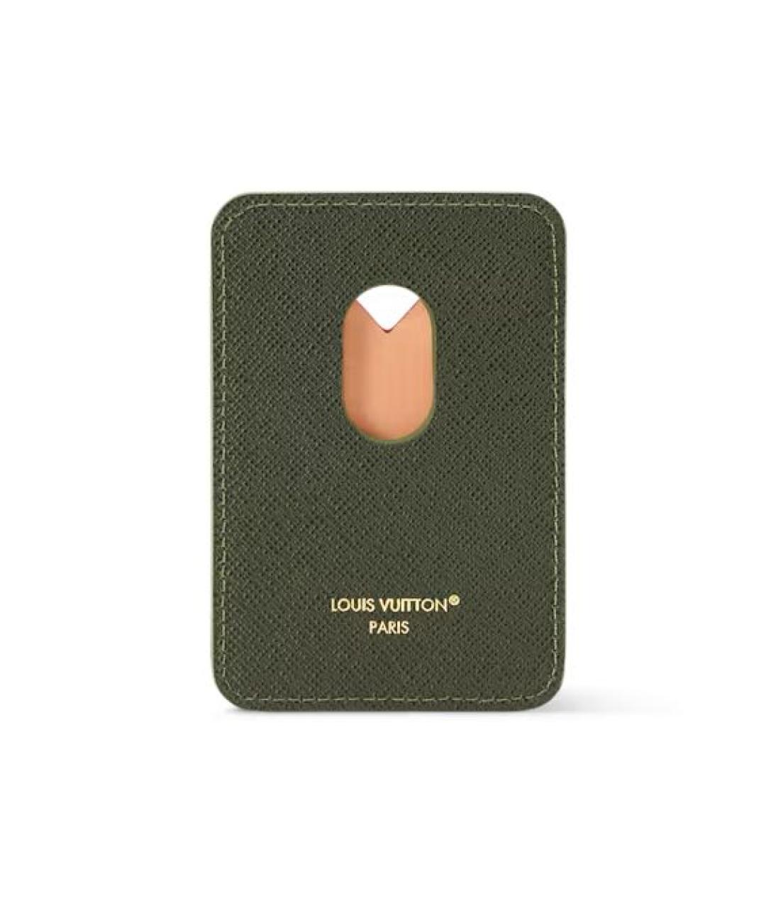 LOUIS VUITTON Хаки кожаный кардхолдер, фото 3
