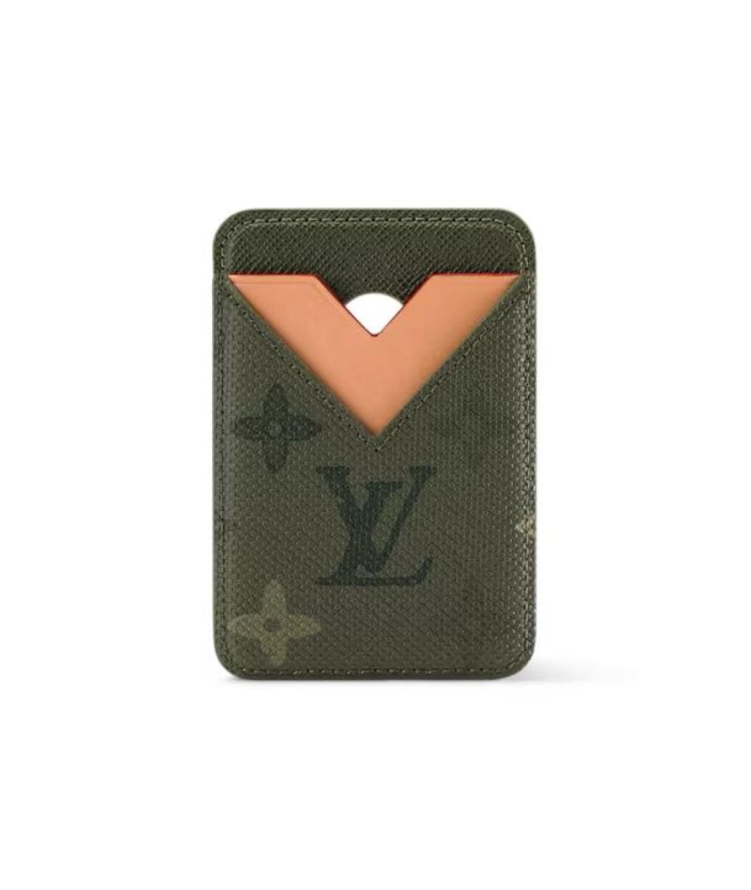 LOUIS VUITTON Хаки кожаный кардхолдер, фото 1