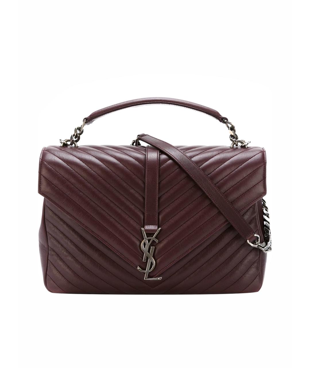 SAINT LAURENT Бордовая кожаная сумка с короткими ручками, фото 1
