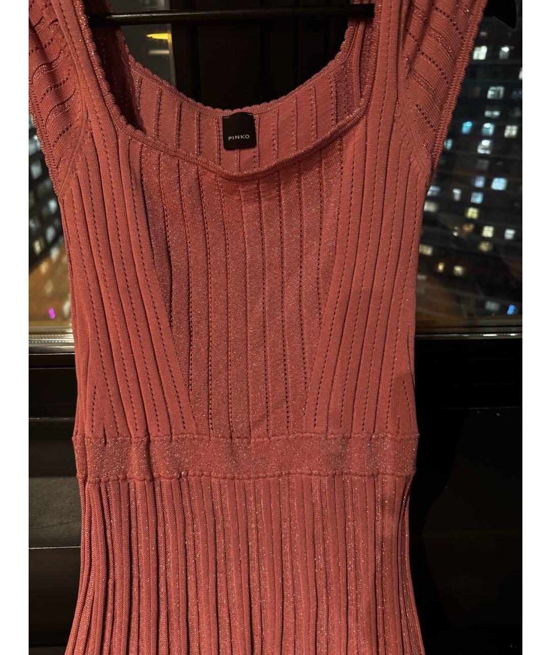 PINKO Розовое полиэстеровое коктейльное платье, фото 4