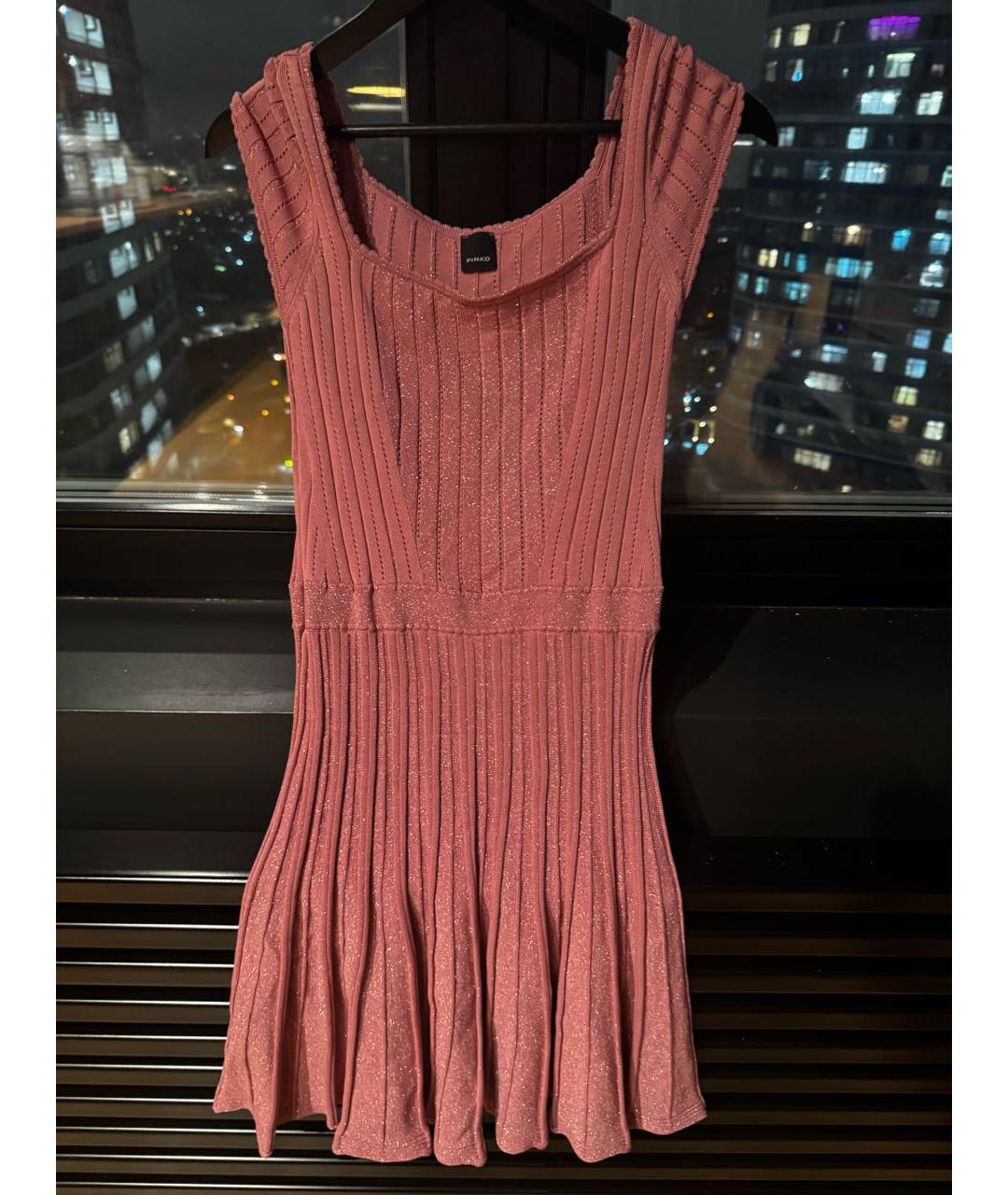 PINKO Розовое полиэстеровое коктейльное платье, фото 5