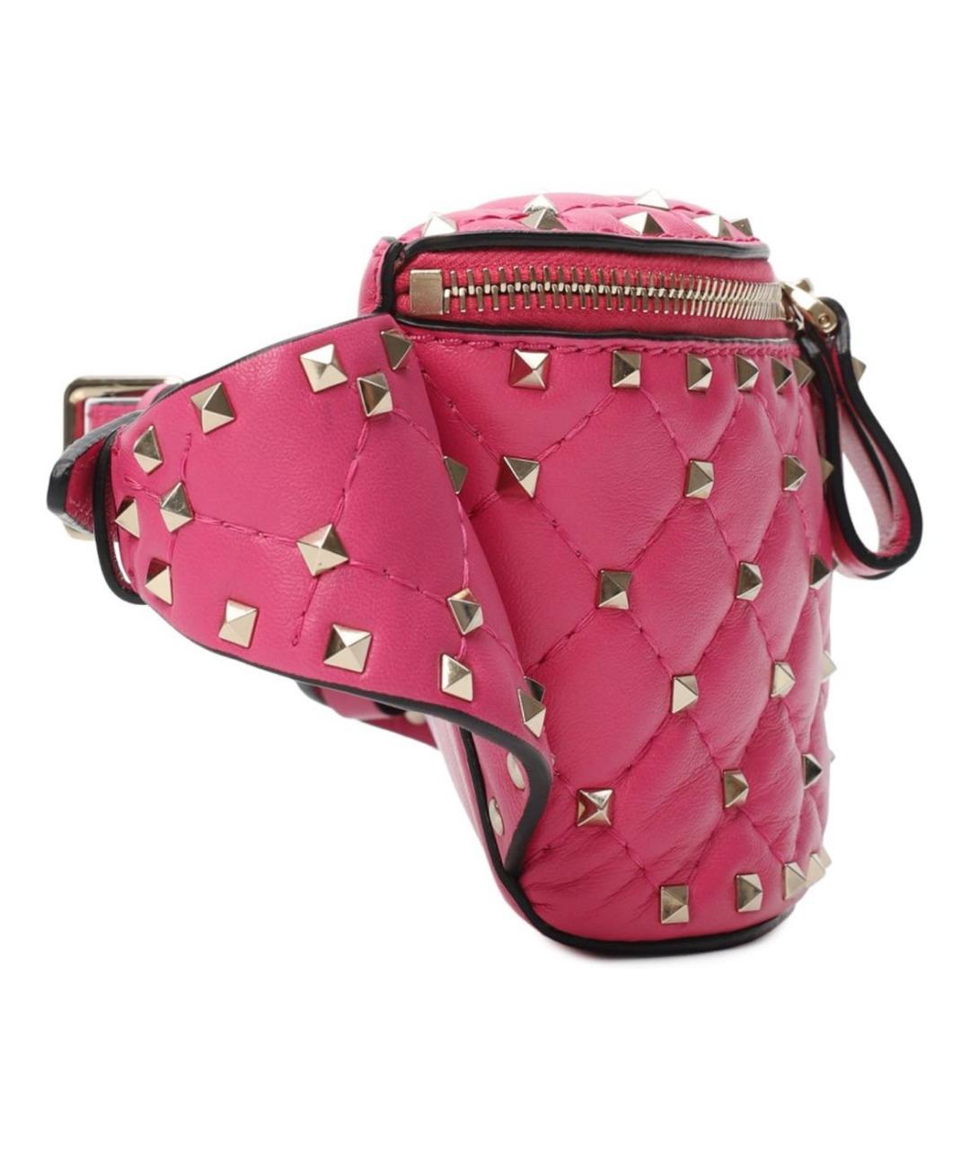 VALENTINO Розовая кожаная поясная сумка, фото 5