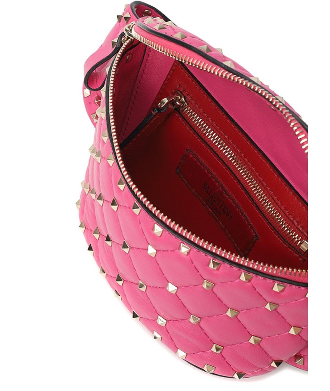VALENTINO Розовая кожаная поясная сумка, фото 8