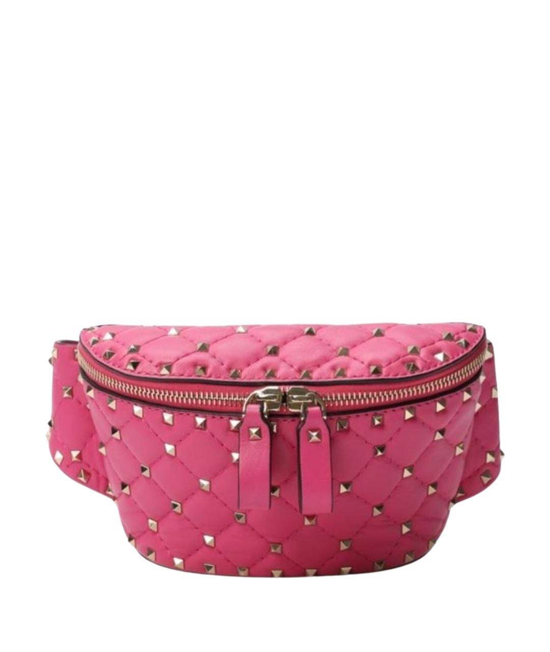 VALENTINO Розовая кожаная поясная сумка, фото 1