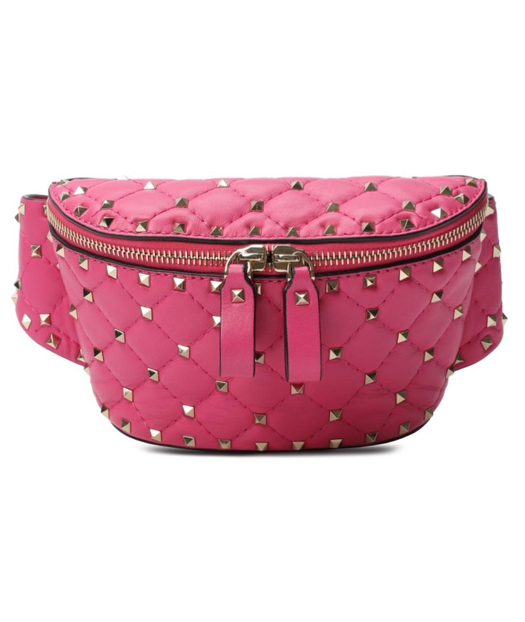 VALENTINO Розовая кожаная поясная сумка, фото 2