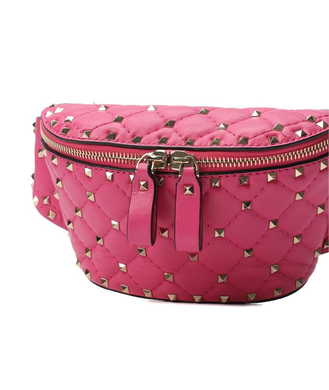 VALENTINO Розовая кожаная поясная сумка, фото 7