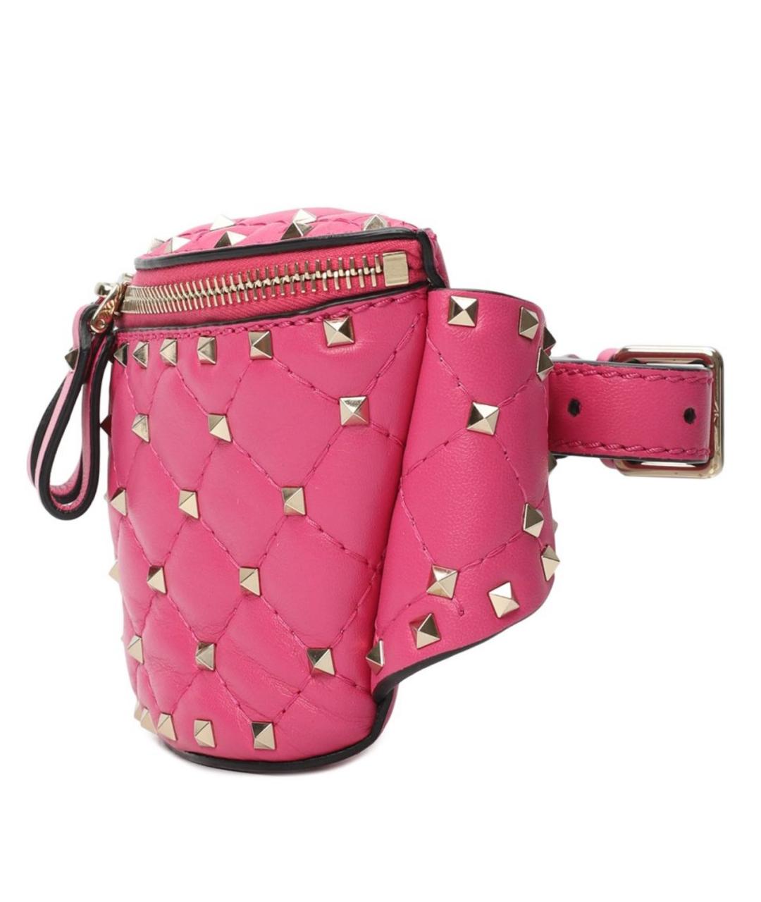 VALENTINO Розовая кожаная поясная сумка, фото 4