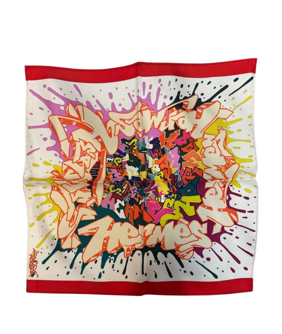 HERMES Красный шелковый платок, фото 1