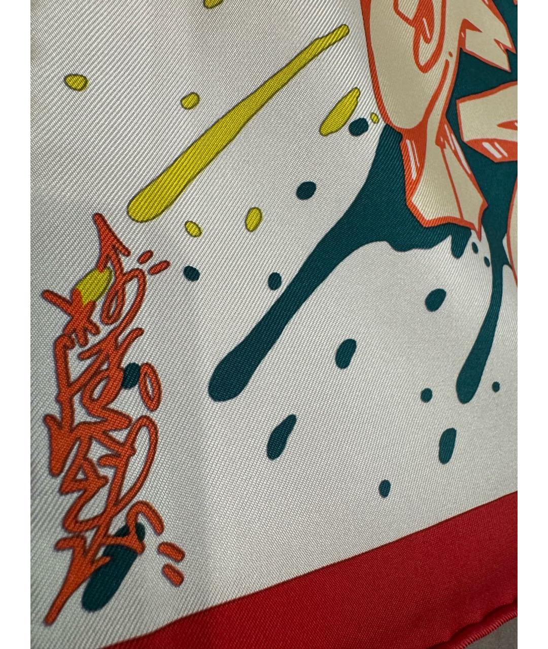 HERMES Красный шелковый платок, фото 2